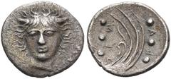 Collection Sans Pareille: Highly Important Collection of Greek Fractions SICILY. Ichana. Circa 413-410 BC. Hemilitra (Silver, 8.5 mm, 0.35 g, 12 h). [ΣΙΚΑ or ΑΚΙΣ] Head of a youthful river god facing,