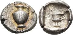Collection Sans Pareille: Highly Important Collection of Greek Fractions WESTERN GREECE AND THE IONIAN ISLANDS, Uncertain, Akarnania. Stratos (?). Circa 450-425 BC. Trihemiobol (Silver, 10 mm, 0.98 g,