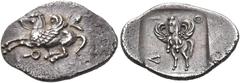 Collection Sans Pareille: Highly Important Collection of Greek Fractions CORINTHIA. Corinth. Circa 450-415 BC. Diobol (Silver, 14 mm, 0.98 g, 6 h). Ϙ Pegasos, with curved wing, flying to left; in fiel