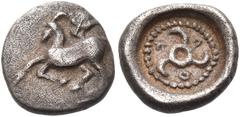 Collection Sans Pareille: Highly Important Collection of Greek Fractions DYNASTS OF LYCIA. Kuprilli, circa 470/60-440/35 BC. Obol (Silver, 9.5 mm, 0.71 g). Goat running to left; above goat's back, lio