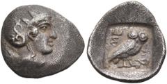 Collection Sans Pareille: Highly Important Collection of Greek Fractions DYNASTS OF LYCIA. Mithrapata, circa 390-370 BC. Obol (Silver, 11 mm, 0.73 g, 9 h). Head of Athena to right, wearing Attic helme