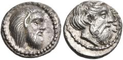 Collection Sans Pareille: Highly Important Collection of Greek Fractions CILICIA. Nagidos. Circa 400-380 BC. Obol (Silver, 10 mm, 0.73 g, 9 h). Bearded head of Pan to right, with an animal ear, a snub