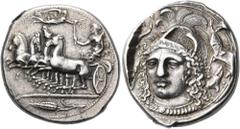 The Richard Eidswick Collection of Greek Coins SICILY. Syracuse. At the End of the Second Democracy and the Start of the Reign of Dionysos I, circa 410/405-400 BC. Tetradrachm (Silver, 30 mm, 17.30 g,