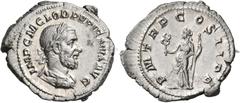 Roman Imperial & Provincial Pupienus, 238. Denarius (Silver, 21.5 mm, 3.13 g, 6 h), Rome, 22 April - 29 July. IMP C M CLOD PVPIENVS AVG Laureate, draped and cuirassed bust of Pupienus to right. Rev. P