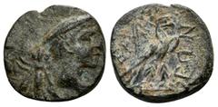 Greek LYCIA. Termessos. 1st century BC. (Bronze, 12 mm, 1.25 g, 2 h). Draped bust of Hermes to right, wearing petasos; behind, bee. Rev. ΤΕΡΜHΣΣΕΩΝ Eagle standing right on caduceus. SNG Copenhagen 143