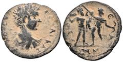 Roman Provincial LACONIA. Gythium. Geta, as Caesar, 197-209. Assarion (Bronze, 23 mm, 4.19 g, 8 h). ΛOΥ CEΠ ΓETAC KAI Draped and cuirassed bust of Geta to right. Rev. ΓΥΘ-ΕΑΤΩΝ The founding myth of Gy