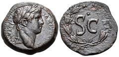 Roman Provincial SYRIA, Seleucis and Pieria. Antioch. Otho, 69. As (Bronze, 23 mm, 8.13 g, 12 h). IMP M OTHO CAE AVG Laureate head of Otho to right. Rev. Large S C within laurel wreath. McAlee 320. RP