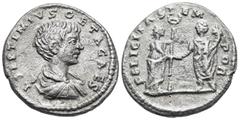 Roman Imperial Geta, as Caesar, 198-209. Denarius (Silver, 18 mm, 2.60 g, 12 h), Laodicea, 198-200. L SEPTIMIVS GETA CAES Bare-headed and draped bust of Geta to right. Rev. FELICITAS TEMPOR Felicitas 