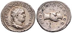 Roman Imperial Balbinus, 238. Antoninianus (Silver, 22 mm, 4.73 g, 6 h), Rome, 22 April - 29 July. IMP CAES D CAEL BALBINVS AVG Radiate, draped and cuirassed bust of Balbinus to right. Rev. FIDES MVTV