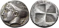 "Collection sans Pareille" of Ancient Greek Fractions, Part II IONIA. Phokaia. Circa 360-340 BC. Diobol (Silver, 10 mm, 1.21 g). Head of a nymph to left, her hair bound up in a sakkos; behind her neck