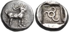"Collection sans Pareille" of Ancient Greek Fractions, Part II DYNASTS OF LYCIA. Kuprilli, circa 470/60-440/35 BC. Diobol (Silver, 10 mm, 1.24 g). Goat standing to right. Rev. Κ Ο - Π-ΡΛ Trickles to l