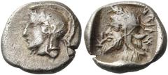 "Collection sans Pareille" of Ancient Greek Fractions, Part II DYNASTS OF LYCIA. Kherei, circa 440/30-410 BC. Obol (Silver, 9 mm, 0.70 g, 12 h), Xanthos (?). Helmeted head of Athena to left. Rev. 𐊜𐊁