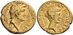 Roman Republican & Imperatorial The Triumvirs. Mark Antony and Octavia, 39 BC. Aureus (Gold, 19 mm, 8.30 g, 12 h), Athens. M • ANTONIVS • M • F • M • N • AVGVR • IMP • T II RT Bare head of Mark Antony