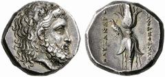 Coins of the Greeks Kings of Epeiros Alexander. 350-330 BC. Stater (Silver, 10.92 g 2), Corcyran standard, Tarentum, possibly by the famous Tarentine Kal.. engraver, struck circa 334-330 BC. Bearded h