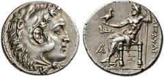 Coins of the Greeks Aitolia Aitolian League. Tetradrachm (Silver, 17.02 g 11), Circa 239. Head of youthful Herakles to right, wearing lionskin headdress. Rev. ALEXANDROU Zeus, holding eagle in his rig