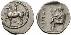 Coins of Thessaly, the BCD Collection Larissa Circa 460-440 BC. Trihemiobol (Silver, 1.50 g 5). O - S Horseman, wearing petasos and chlamys and carrying two spears, riding horse walking to left. Rev. 