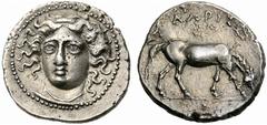 Coins of Thessaly, the BCD Collection Larissa Circa 400-380 BC. Drachm (Silver, 6.10 g 9). Head of the nymph Larissa facing, turned slightly to the left, wearing ampyx and simple necklace. Rev. LARISA
