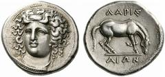 Coins of Thessaly, the BCD Collection Larissa Circa 356-342 BC. Stater (Silver, 12.06 g 12). Head of the nymph Larissa facing, turned slightly to the left, wearing ampyx, pendant earring, and simple n