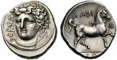 Coins of Thessaly, the BCD Collection Larissa Circa 356-342 BC. Stater (Silver, 12.27 g 6). Head of the nymph Larissa facing, turned slightly to the left, wearing ampyx, pendant earring, and simple ne