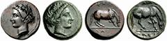 Coins of Thessaly, the BCD Collection Larissa First half of the 4th century BC. Lot of two bronze dichalka. 1167.1 17 mm, 4.47 g, 12. Head of the nymph Larissa to left. Rev. LARI - SAIWN starting in t