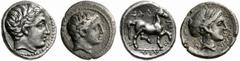 Coins of Thessaly, the BCD Collection Phalanna Circa 360-340 BC. Lot of two silver coins, a trihemiobol and an obol. 1252.1 1.30 g 2. Youthful male head to right, perhaps Peloros (?). Rev. FAL - AN - 