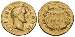 Roman Imperial Galba, 68-69. Aureus (Gold, 18 mm, 7.28 g, 1 h), Rome. IMP SER GALBA AVG Bare head of Galba to right. Rev. S P Q R / OB C S in two lines within oak wreath. BMC 29. BN 73. Cohen 286. Cal