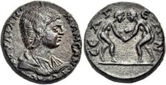 The Anthony Milavic Collection of Ancient Games Coins Athletics Wrestling: Gripping each other PISIDIA. Selge. Julia Mamaea, mother of Severus Alexander, Augusta, 222-235. 4 Assaria (Bronze, 22 mm, 10