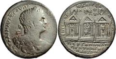 The Anthony Milavic Collection of Ancient Games Coins Sanctuary Buildings Temples MYSIA. Pergamum. Caracalla, 198-217. Oktassarion (Bronze, 45 mm, 43.62 g, 12 h), struck to commemorate Pergamum's bein