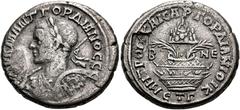 The Anthony Milavic Collection of Ancient Games Coins Prize Crowns Flat-bottomed CAPPADOCIA. Caesaraea-Eusebia. Gordian III, 238-244. Tridrachm (Silver, 23 mm, 9.75 g, 6 h), commemorating the Gordiani