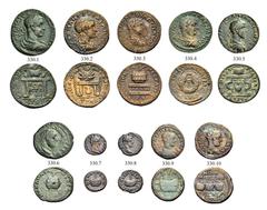 The Anthony Milavic Collection of Ancient Games Coins Large Lots PONTUS AND BITHYNIA. Neocaesarea, Heraclea, Nicaea, Nicomedia. Lot of 10 bronze multiple assaria pieces with prize crowns. Neocaesarea,