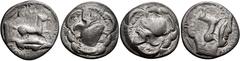 The Jonathan H. Kagan Collection of Ancient Greek Coins SICILY. Entella. Campanian mercenaries, circa 410-409 BC. Drachm (Silver, 17 mm, 3.99 g, 2 h), clearly overstruck on a drachm of Rhegion. Free h