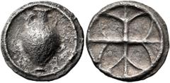 The Jonathan H. Kagan Collection of Ancient Greek Coins ATTICA. Athens (?). Circa 545-525/15 BC. Triobol or Hemidrachm (Silver, 16.5 mm, 2.31 g), from the Wappenmunzen series. Oil amphora, with two ha