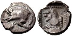 The Jonathan H. Kagan Collection of Ancient Greek Coins NORTHWESTERN ASIA MINOR. Uncertain city. Late 6th to mid 5th century BC. Tetartemorion (Silver, 6 mm, 0.16 g, 4 h). Forepart of a boar to left; 