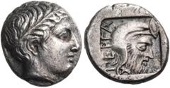 The Jonathan H. Kagan Collection of Ancient Greek Coins MYSIA. Pergamon. Circa 450-400 BC. Diobol (Silver, 12 mm, 1.79 g, 2 h), Eurysthenes, as dynast, c. 400 (cf. Winzer, p.31). Laureate head of Apol