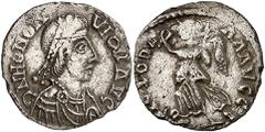 Early Medieval & Islamic VISIGOTHS, Gaul. Uncertain king, Circa 415-425. Half-siliqua (Silver, 13.5 mm, 0.96 g, 12 h), in the name of Honorius, uncertain mint in Gaul(?). D N HONOR VIO II AVG Diademed