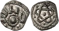 Early Medieval & Islamic MEROVINGIANS, Indre-et-Loire. Tours (region). Circa 700-750. Denier (Silver, 10.5 mm, 0.85 g). +[...]OIHO around a large pellet surrounded by a ring of perls. Rev. Star with c