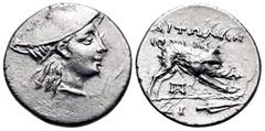 Greek AITOLIA, Aitolian League. Circa 205-150 BC. Triobol (Silver, 16 mm, 2.33 g, 3 h), circa 225-170. Head of Aetolia to right, wearing kausia. Rev. AITΩΛΩN Calydonian boar right above monogram of ΠΑ