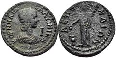 Roman Provincial PAMPHYLIA. Aspendus. Cornelia Salonina, Augusta, 254-268. 10 Assaria (Bronze, 29 mm, 14.50 g, 1 h), 260-268. ΚΟΡΝΗΛΙΑ ϹΑΛΩΝΙΝΑ ϹΕΒ, Ι Diademed and draped bust of Salonica to right. Re