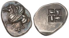 A distinguished collection of greek coins: The property of a Late Collector CORINTHIA. Corinth. Circa 550-500 BC. Stater (Silver, 24 mm, 8.58 g). Ϙ Pegasos, bridled and with a curved wing, flying to l