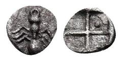 Greek CIMMERIAN BOSPOROS. Pantikapaion. Circa 470-460 BC. Tetartemorion (Silver, 5 mm, 0.12 g). Ant seen from above. Rev. Quadripartite incuse square, pellet in two opposing quarters angles. HGC 7, 54