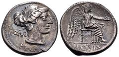 The Robert Hoge collection of Roman Republican & Imperatorial Coins M. Porcius Cato, 89 BC. Denarius (Silver, 19 mm, 3.78 g, 12 h), Rome mint. RO(MA) / M•CA(TO) Diademed and draped female bust to righ
