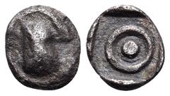 The Collection sans Pareille of Ancient Greek Fractions, Part III BOEOTIA. Thebes. Circa 450-440 BC. Tetartemorion (Silver, 5.5 mm, 0.17 g, 12 h). Boeotian shield. Rev. Large Θ within incuse square. B