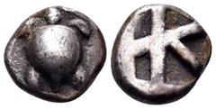 The Collection sans Pareille of Ancient Greek Fractions, Part III ISLANDS OFF ATTICA, Aegina. Circa 480-457 BC. Obol (Silver, 8 mm, 0.98 g). Sea turtle, head in profile. Rev. Incuse square with a larg