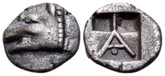 The Collection sans Pareille of Ancient Greek Fractions, Part III ARGOLIS. Argos. Circa 500/490-470 BC. Trihemiobol (Silver, 10 mm, 0.92 g, 1 h). Head of a wolf to left. Rev. Large A; below, pellet; a