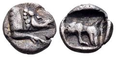 The Collection sans Pareille of Ancient Greek Fractions, Part III LYCIA. Uncertain dynast, circa 480/70-430 BC. Hemiobol (Silver, 6.5 mm, 0.35 g, 9 h). Forepart of a boar to right. Rev. Head of a houn