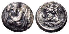 The Collection sans Pareille of Ancient Greek Fractions, Part III CILICIA. Uncertain mint. Circa 4th Century BC. Hemiobol (Silver, 7 mm, 0.38 g, 11 h). Veiled and draped female bust facing slightly to