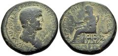 Roman Provincial JUDAEA, Roman Administration. Caesarea Maritama. Nero, with Agrippina Junior, 54-68. (Bronze, 25 mm, 11.97 g, 12 h), circa 55. ΝΕΡΩΝΟΣ ΚΛΑΥΔΙΟΥ ΓΕΡΜΑΝΙΚΟΥ ΚΑΙΣΑΡΟΣ ΣΕ Draped bust of N