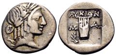 The Prof. James M. Collier Collection - Greek Coins LYCIA, Lycian League. Masikytes. 19/8 BC-AD 43. Hemidrachm (Silver, 13 mm, 1.28 g, 1 h). Laureate head of Apollo to right, with bow and quiver over 