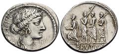 The Prof. James M. Collier Collection - Roman Republican & Imperatorial Coins M. Junius Brutus, 54 BC. Denarius (Silver, 19.5 mm, 3.72 g, 7 h), Rome. LIBERTAS Head of Libertas to right. Rev. BRVTVS Br