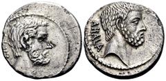 The Prof. James M. Collier Collection - Roman Republican & Imperatorial Coins M. Junius Brutus, 54 BC. Denarius (Silver, 19 mm, 3.46 g, 6 h), Rome. BRVTVS Head of L. Junius Brutus to right. Rev. AHALA